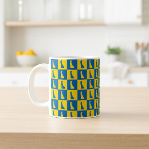 Delaware Silhouette Pop Art Blue Yellow Pattern Coffee Mug