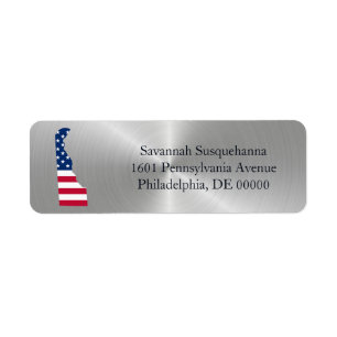Delaware Silver American Flag Patriotic Label
