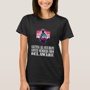 Delaware Soldier Patriotic Silhouette with Flag De T-Shirt
