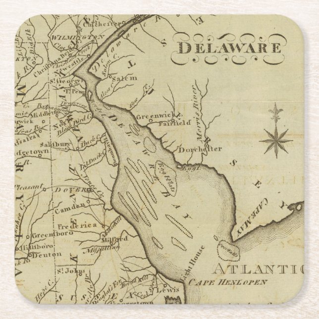 Delaware Square Paper Coaster (Front)