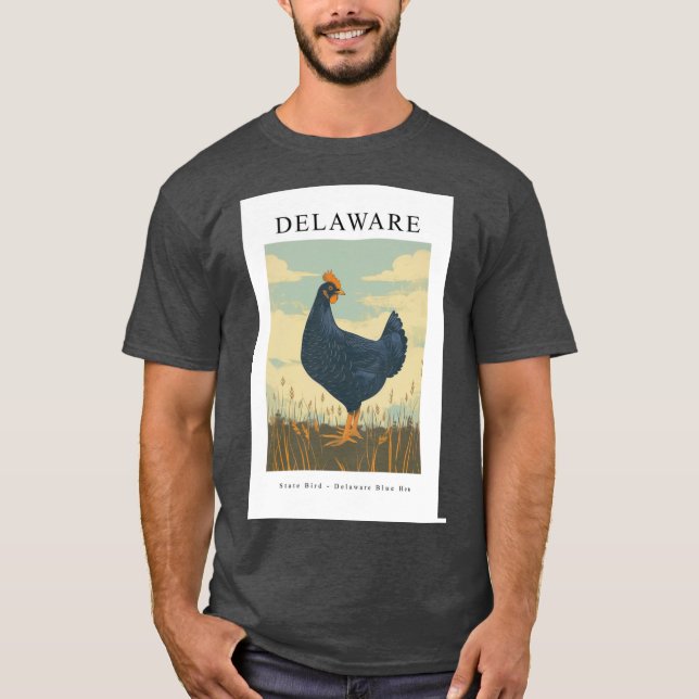DELAWARE State Bird Delaware Blue Hen T-Shirt (Front)