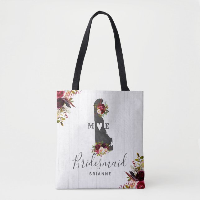 Delaware State Destination Rustic Wedding Monogram Tote Bag (Front)
