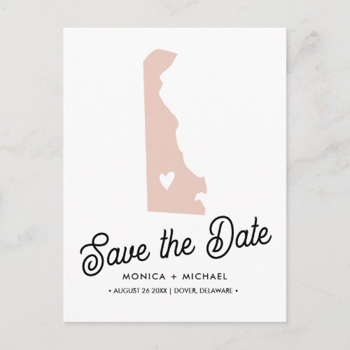 DELAWARE State Destination Wedding  ANY COLOR Announcement Postcard