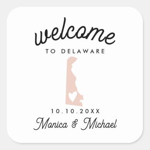 DELAWARE State Destination Wedding ANY COLOR   Square Sticker