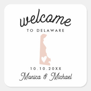 DELAWARE State Destination Wedding ANY COLOR! Square Sticker
