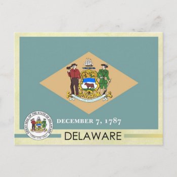 Delaware State Flag And Seal Postcard by HTMimages at Zazzle