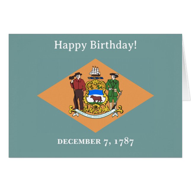 Delaware State Flag Birthday Cards (Front Horizontal)