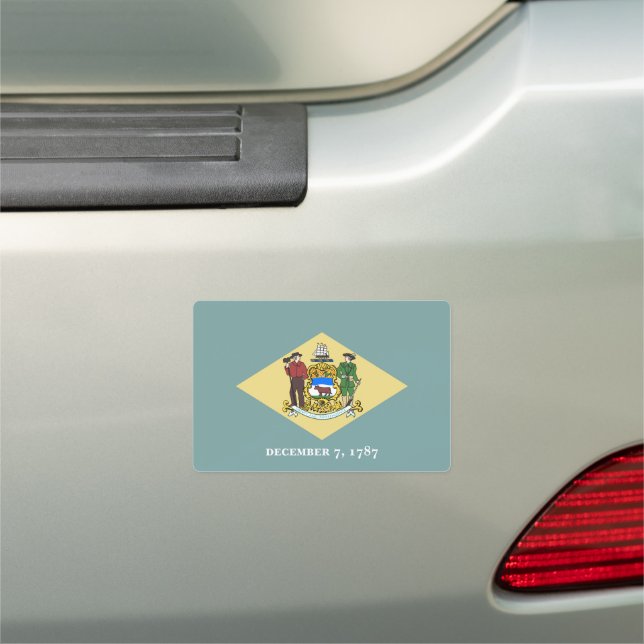 Delaware State Flag Car Magnet (In Situ)