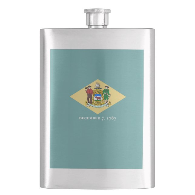 Delaware State Flag Design Hip Flask (Front)