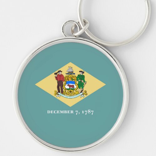 Delaware State Flag Design Keychain
