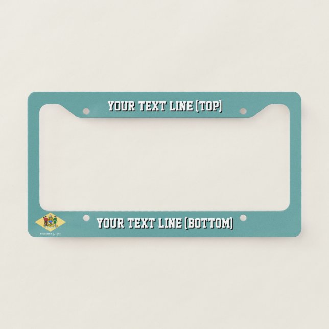 Delaware State Flag Design on a Personalized License Plate Frame (Front)