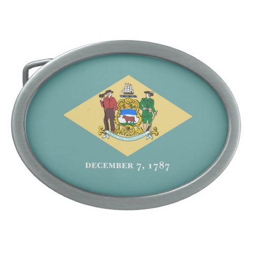 Delaware State Flag Design Oval Belt Buckle