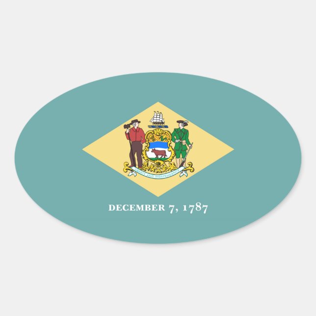 Delaware State Flag Design Oval Sticker (Front)