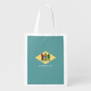 Delaware State Flag Design Reusable Grocery Bag
