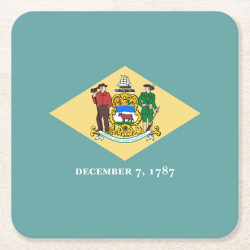 Delaware State Flag Design Square Paper Coaster
