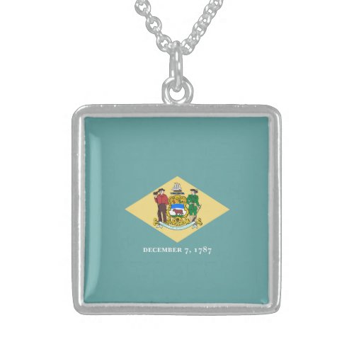 Delaware State Flag Design Sterling Silver Necklace