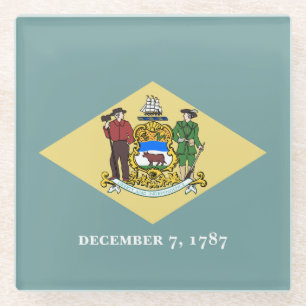 Delaware State Flag Glass Coaster