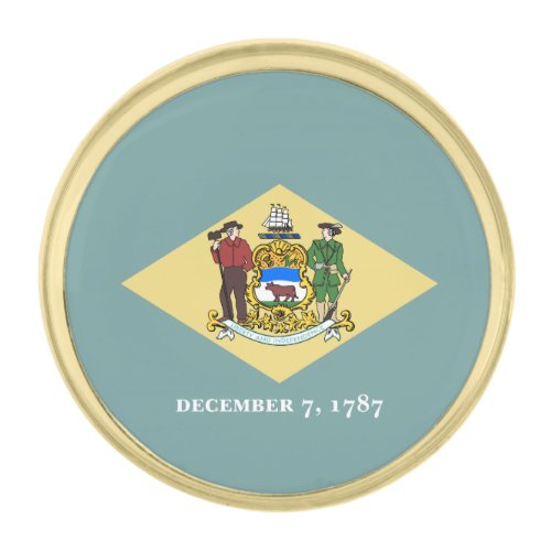 Delaware State Flag Gold Finish Lapel Pin