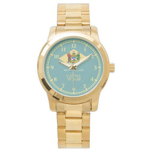 Delaware State Flag Monogram Design Watch