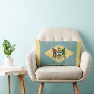 Delaware State Flag Print Patriotic Lumbar Pillow