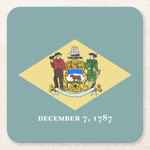 Delaware State Flag Square Paper Coaster