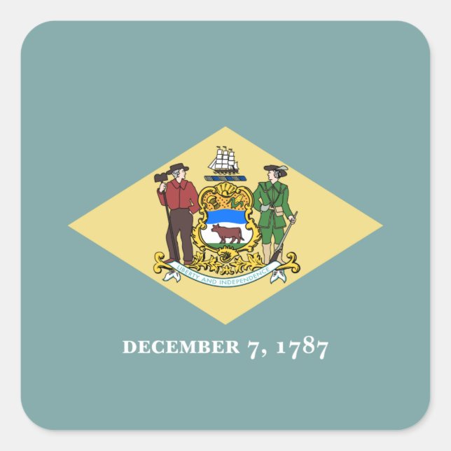 Delaware State Flag Square Sticker (Front)