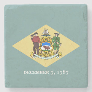 Delaware State Flag Stone Coaster
