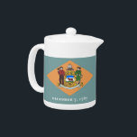 Delaware State Flag Teapot<br><div class="desc">Add a touch of Delaware pride to your tea time with our exclusive teapot featuring the flag of Delaware! Crafted with meticulous attention to detail, this teapot is more than just a functional kitchen tool; it's a celebration of Delaware's heritage and cultural pride. The elegant design proudly showcases the iconic...</div>