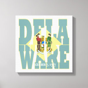 Delaware state flag text canvas print