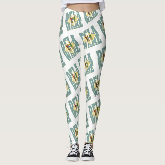 Delaware state flag text pattern leggings (Front)