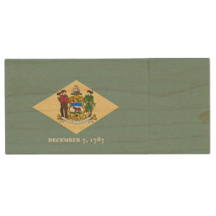 Delaware State Flag Wood Flash Drive