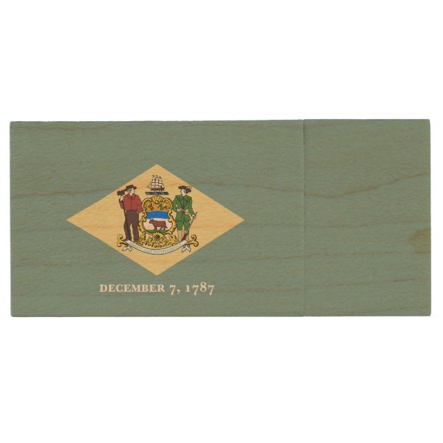 Delaware State Flag Wood Flash Drive (Front)