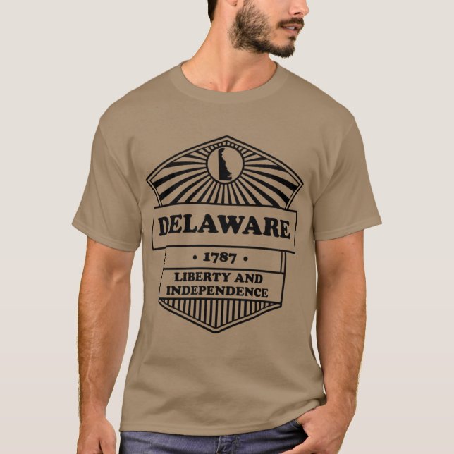 Delaware State Motto graphic Liberty and Independe T-Shirt (Front)