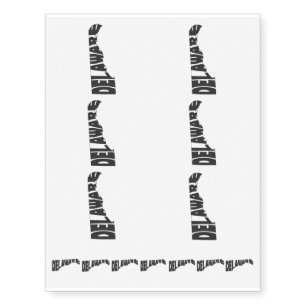 Delaware State Name Word Art Black Temporary Tattoos