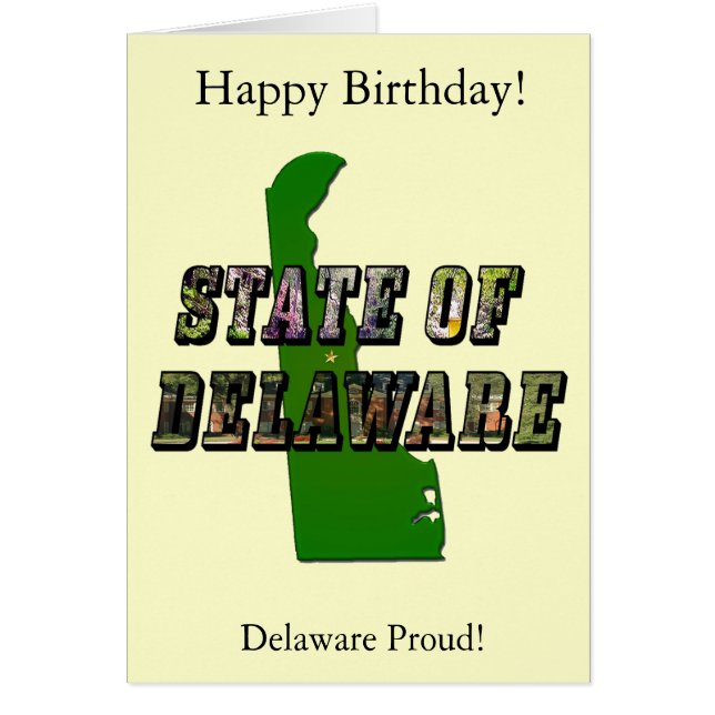 Delaware State Outline Map Birthday Cards (Front)