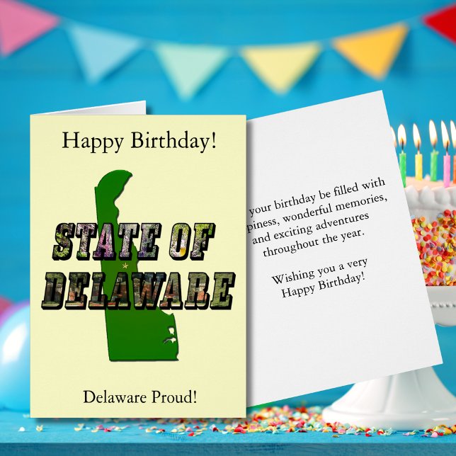 Delaware State Outline Map Birthday Cards (Delaware State Outline Map Birthday Cards)