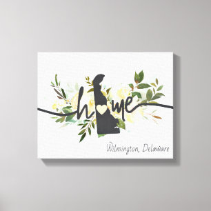 Delaware State Personalized Your Home City Rustic Canvas Print