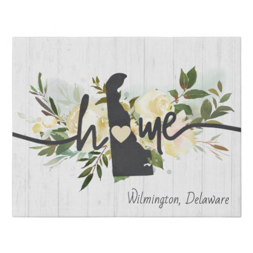 Delaware State Personalized Your Home City Rustic Faux Canvas Print