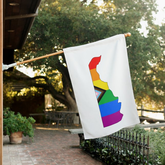 Delaware State Pride LGBTQ Progress Pride House Flag (In SItu)
