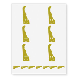 Delaware State Shape Smiley Face Temporary Tattoos