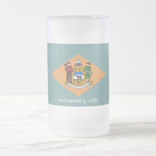 Delaware The Diamond US State Flag Frosted Glass Beer Mug