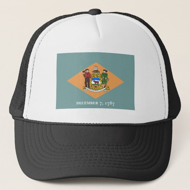 Delaware The Diamond US State Flag Trucker Hat (Front)