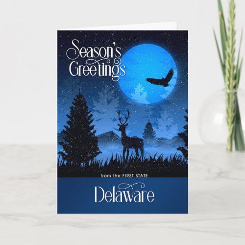 Delaware The First State Woodland Deer Holiday Card