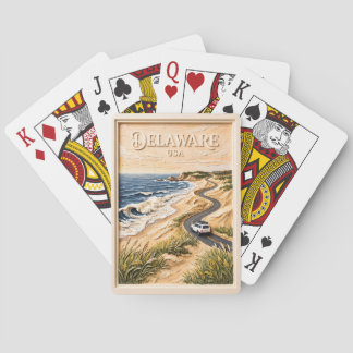 Delaware Travel Vintage Coastal Road Trip Textured Poker Cards