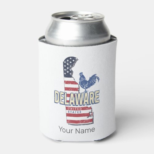 Delaware United States Retro State Map Vintage USA Can Cooler