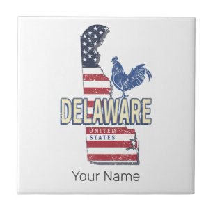 Delaware United States Retro State Map Vintage USA Ceramic Tile
