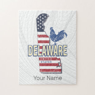 Delaware United States Retro State Map Vintage USA Jigsaw Puzzle
