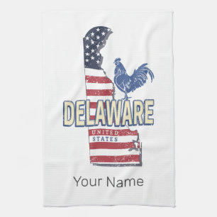 Delaware United States Retro State Map Vintage USA Kitchen Towel