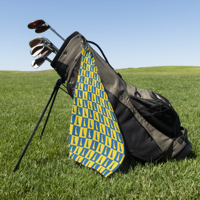 Delaware US State Blue Yellow Gold Pattern Golf Towel (Green)