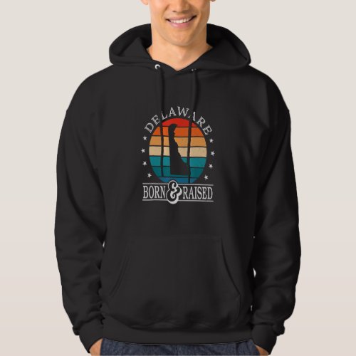 Delaware Usa Born  Raised Retro Us State Pride Hoodie